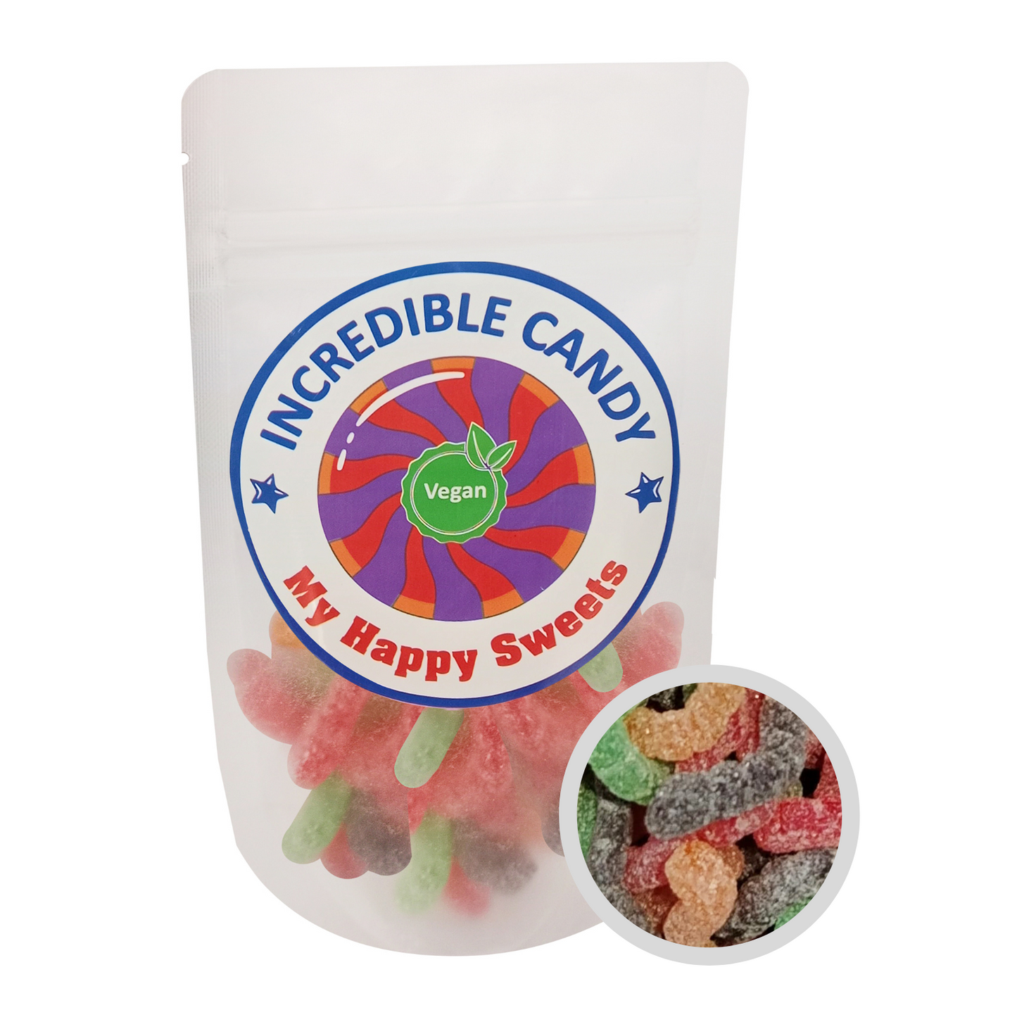 Incredible Candy Vegan Sour Worms 130g